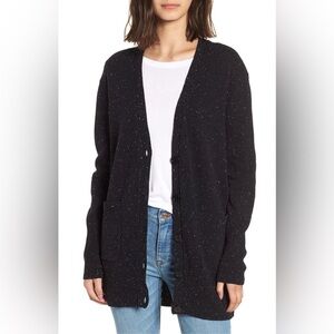 J. Crew Women’s Donegal Long Wool Speckled Cardigan in Black Size M